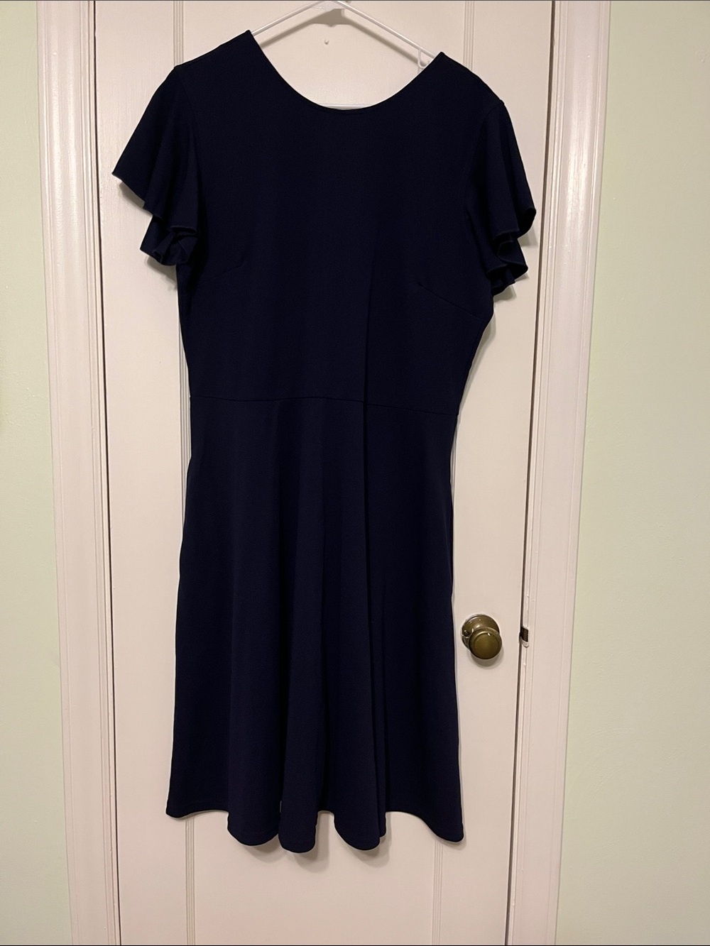 Women's Navy Fit-and-Flare Dress - Classic Short Sleeve